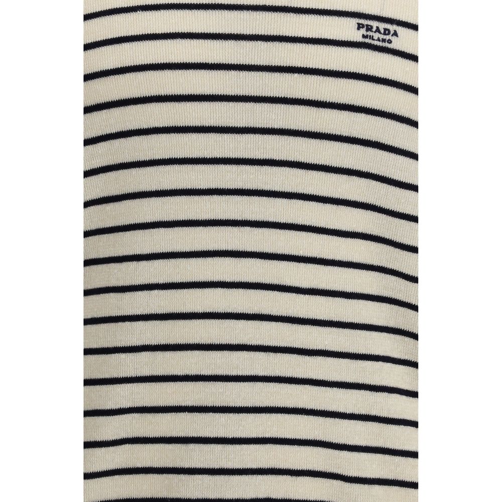 Prada – Pull jacquard en laine et coton avec broderie Prada Milano