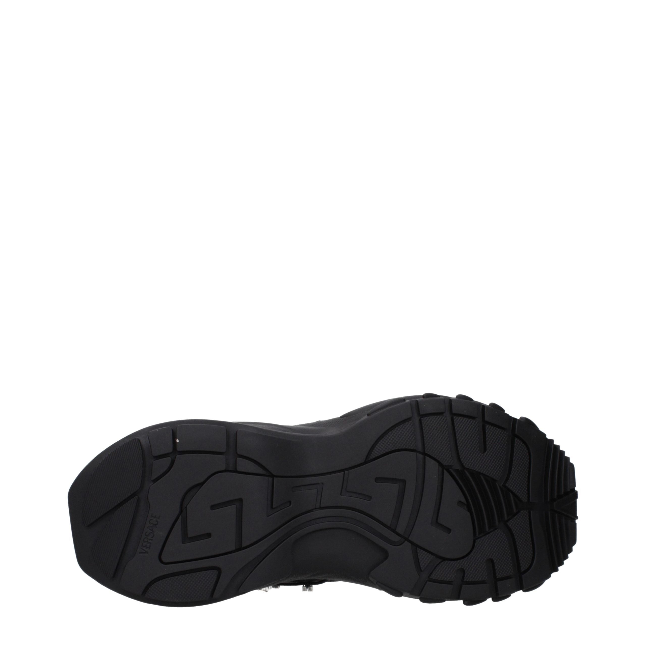 Versace – Sneakers en tissu noir avec détails rhinestones