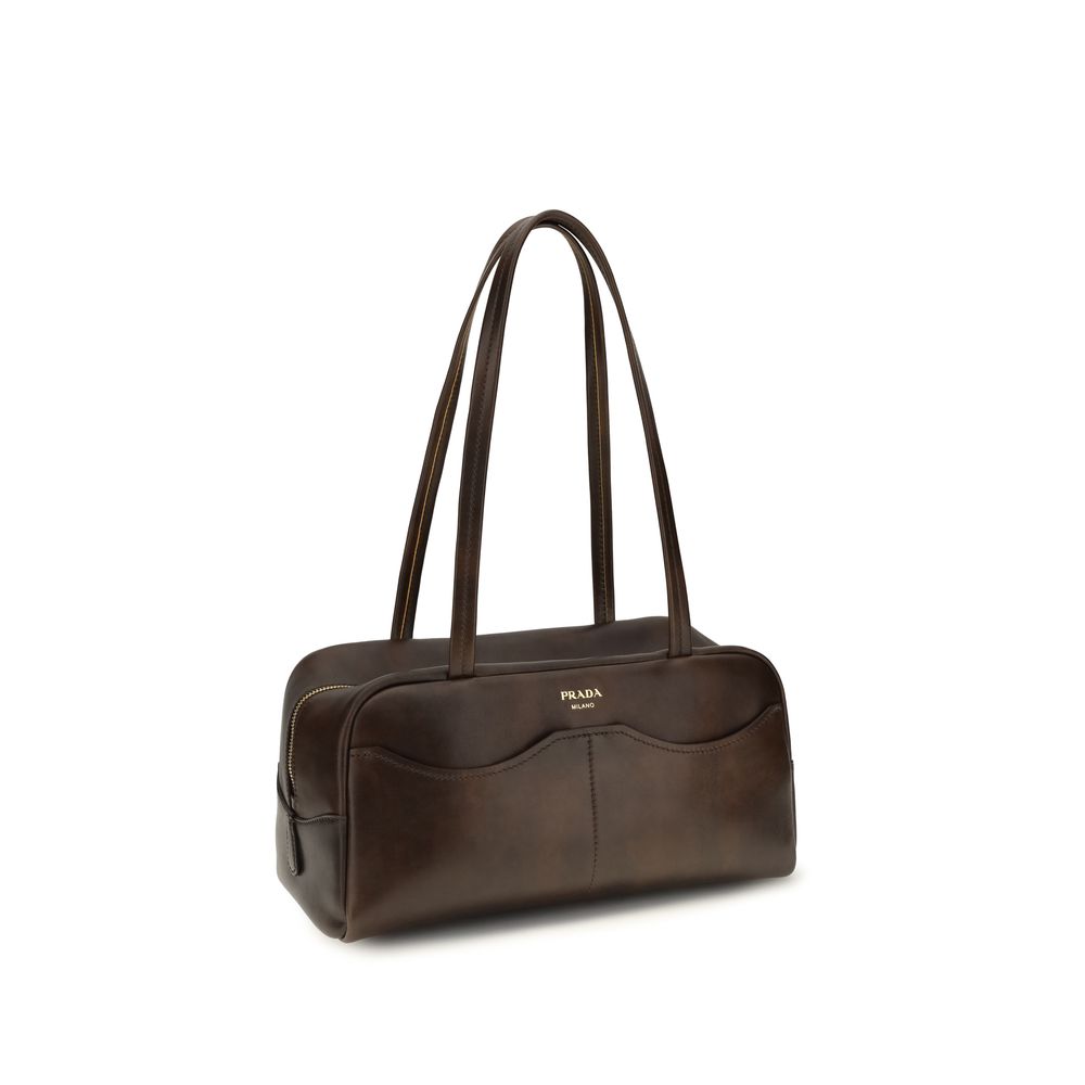 Prada – Sac porté épaule en cuir avec pochette amovible