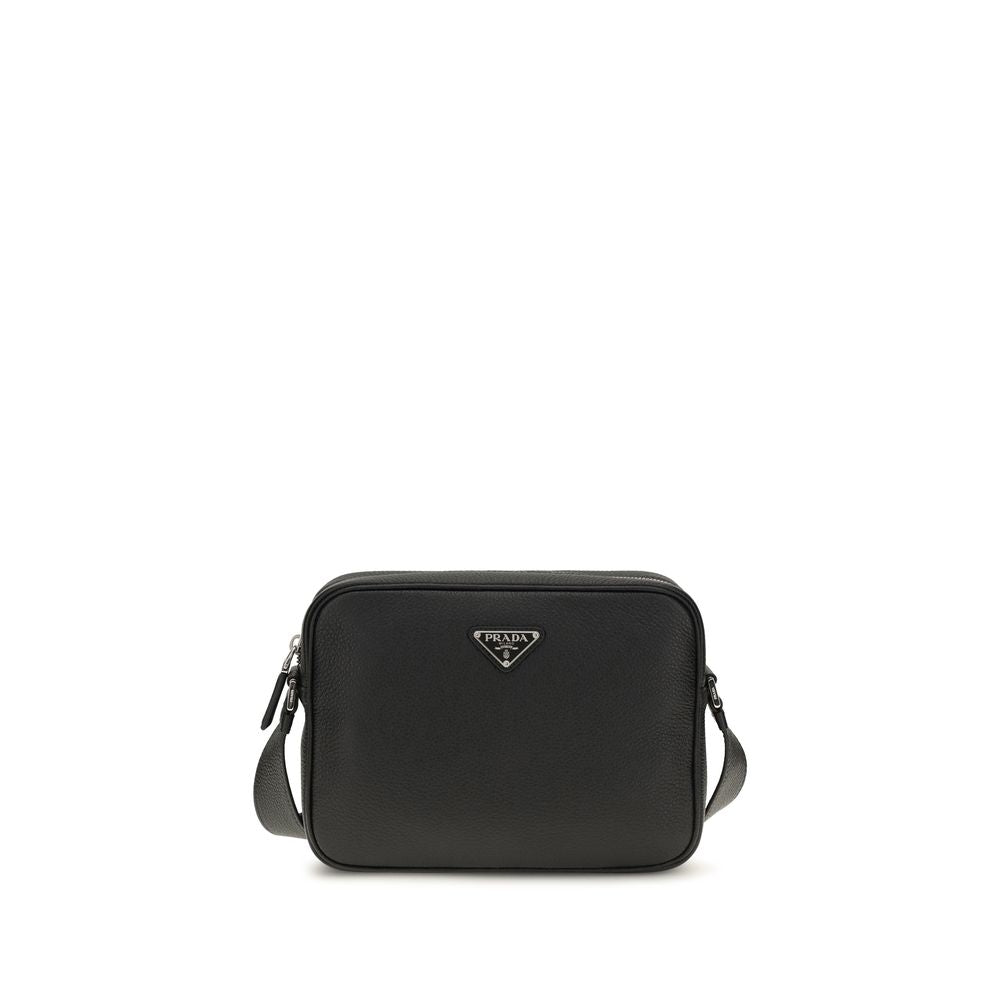 Prada – Sac porté épaule en cuir avec logo triangle
