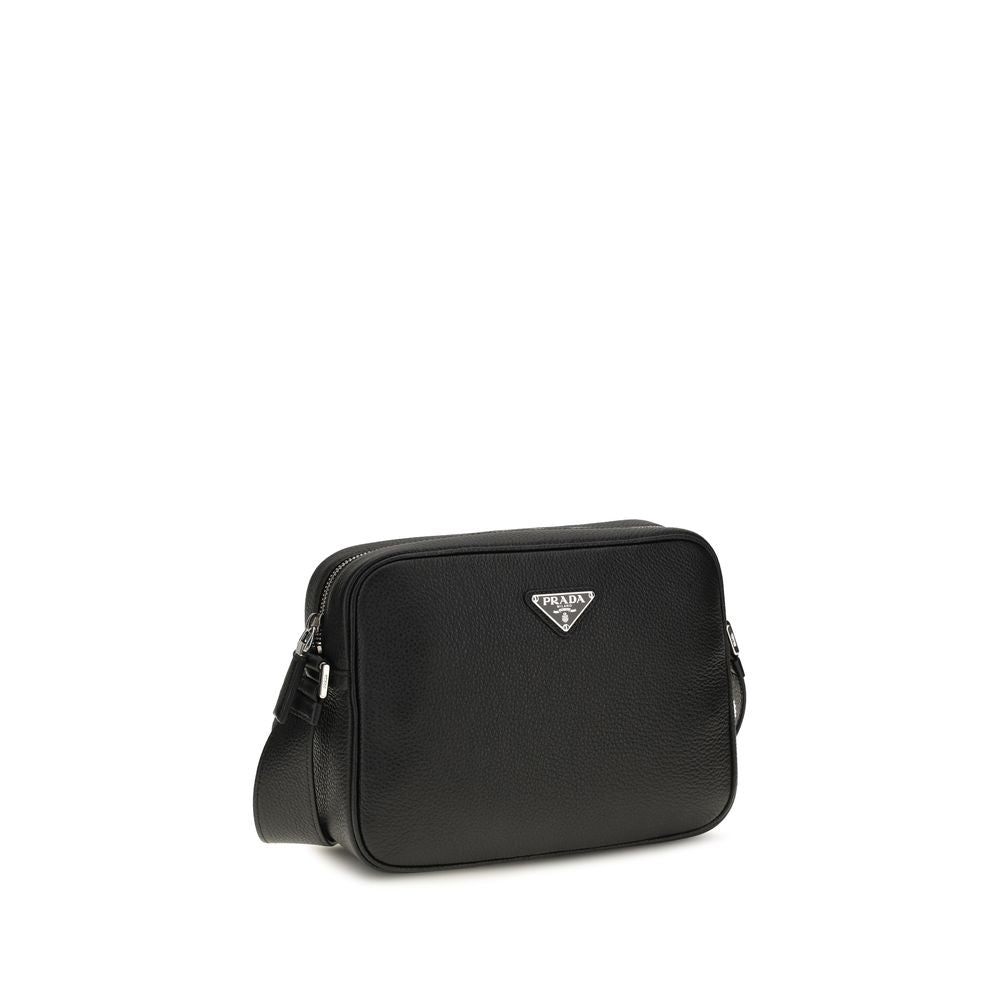 Prada – Sac porté épaule en cuir avec logo triangle