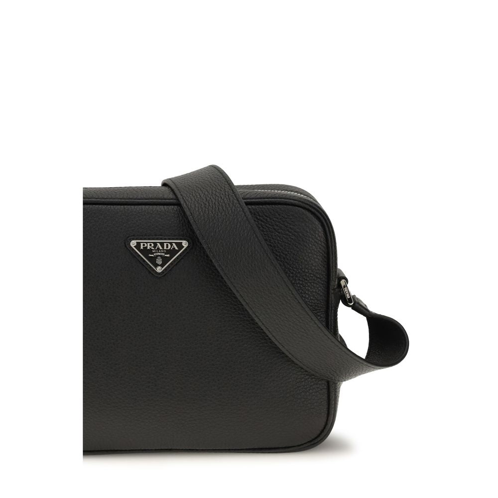 Prada – Sac porté épaule en cuir avec logo triangle
