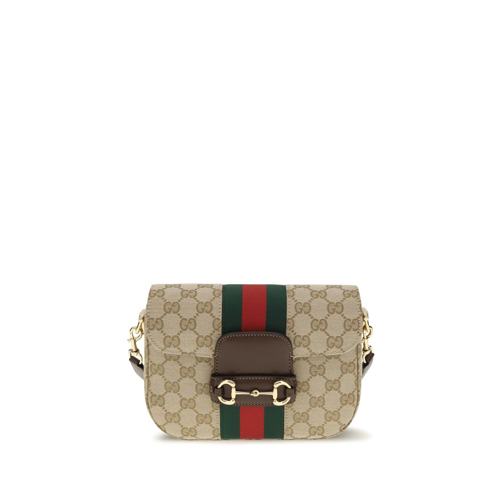 Gucci – Sac porté épaule Horsebit 1955 Small en tissu GG