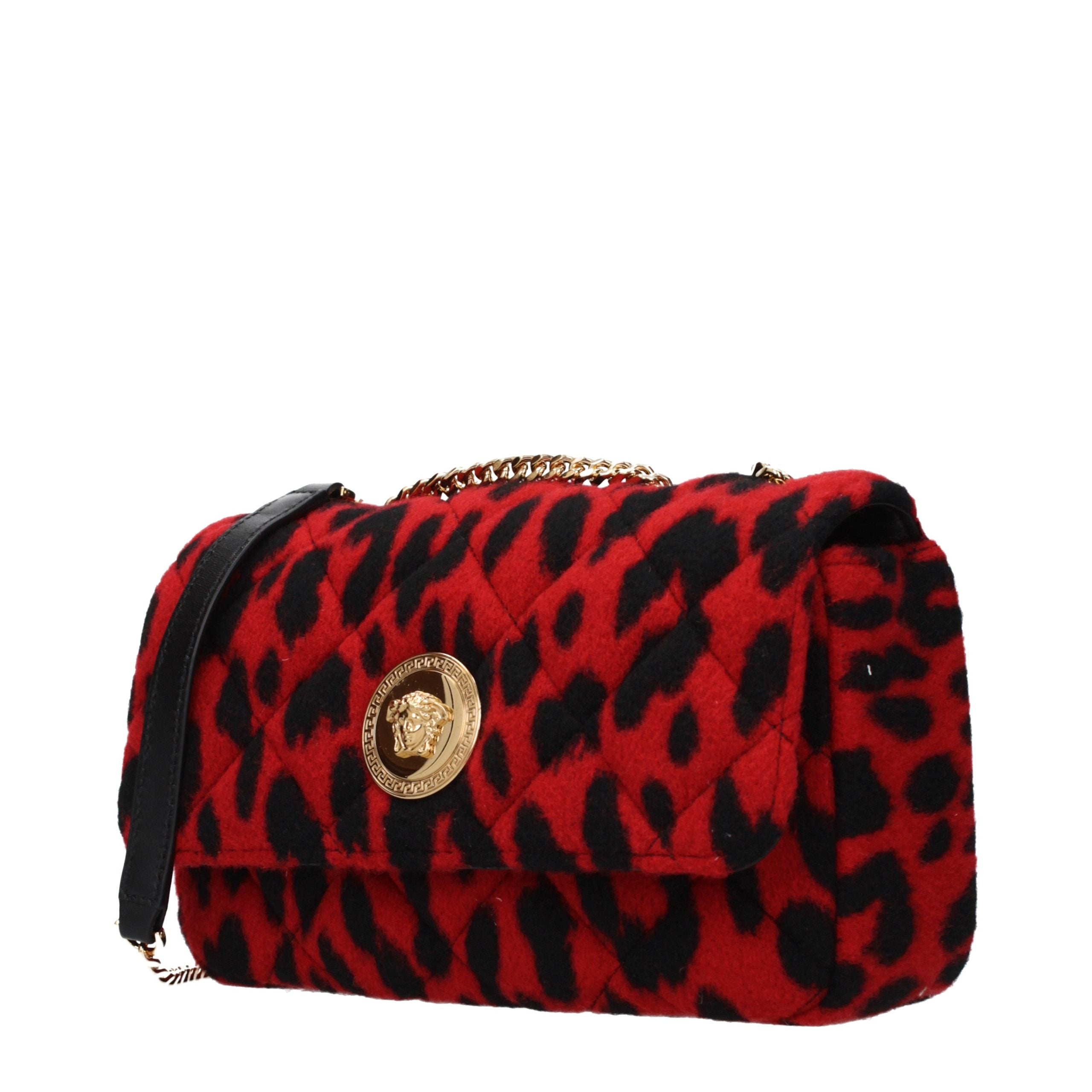 Versace – Sac porté épaule en laine rouge avec détail frontal