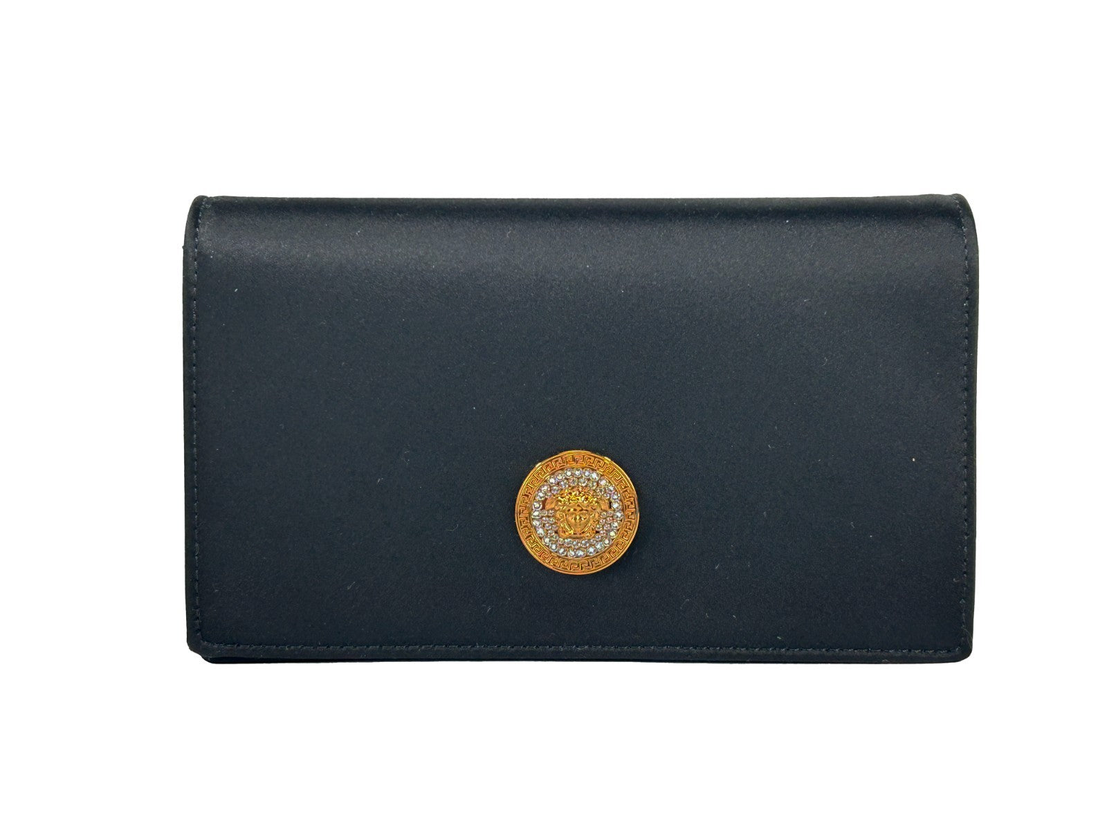 Versace – Mini Chain Wallet Crossbody en tissu et cuir