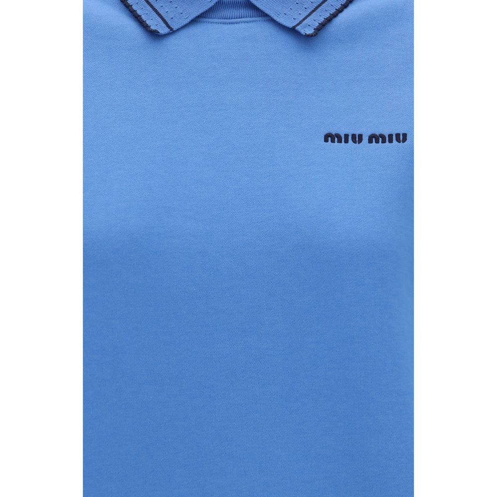 Miu Miu – Sweatshirt col rond avec logo brodé et col chemise