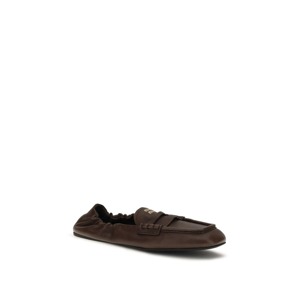 Miu Miu – Loafers Ruches en cuir nappa