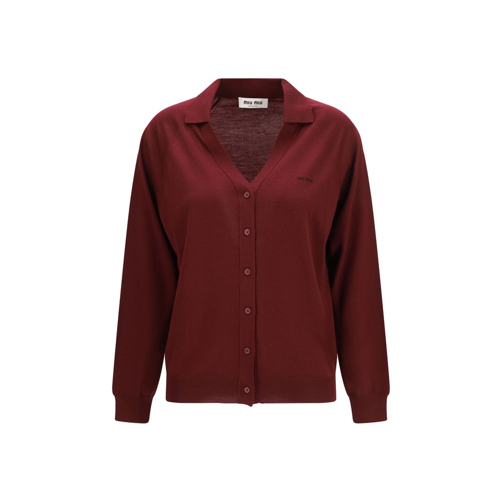Miu Miu – Cardigan en laine vierge avec logo brodé