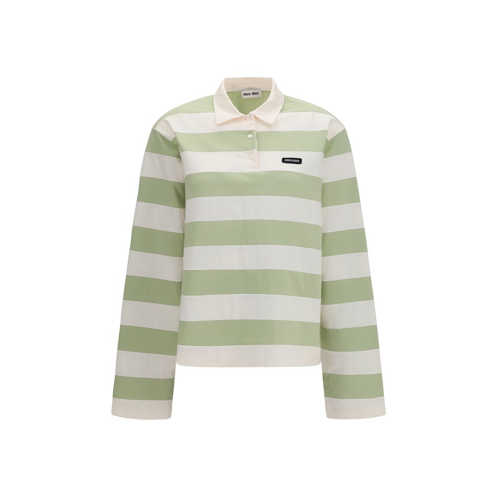 Miu Miu – Polo rayé à manches longues en coton
