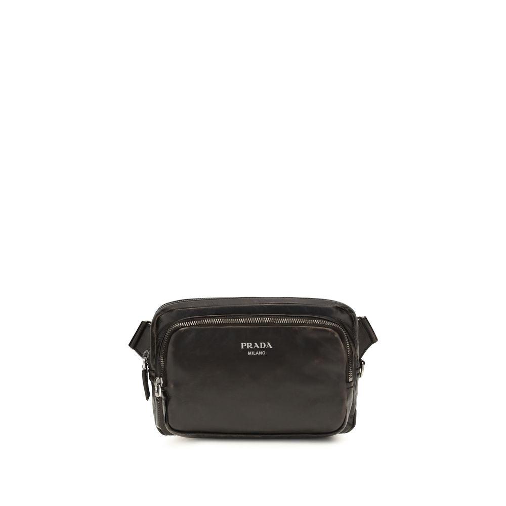 Prada – Sac porté épaule en cuir nappa effet vieilli