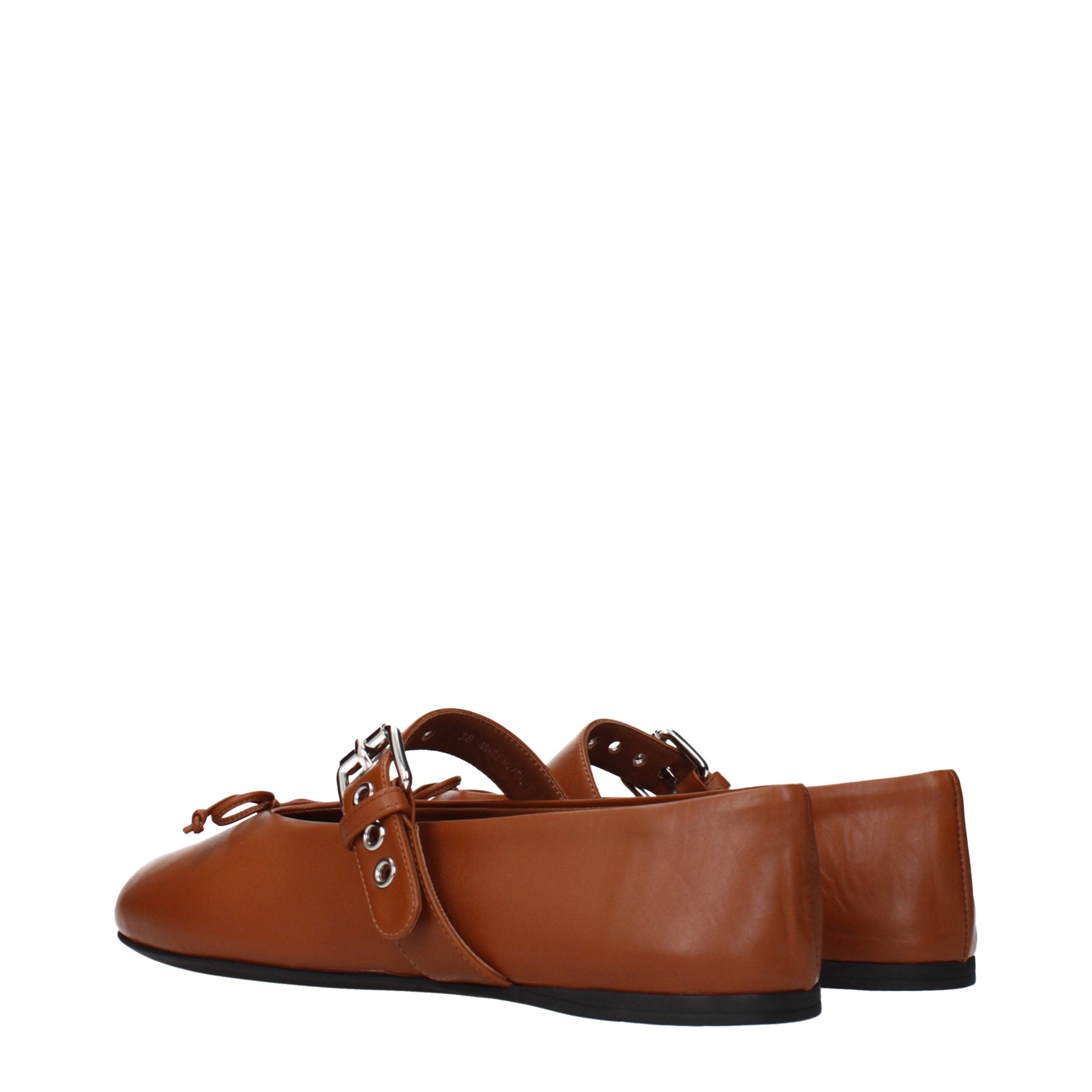 Miu Miu – Ballerines en cuir marron