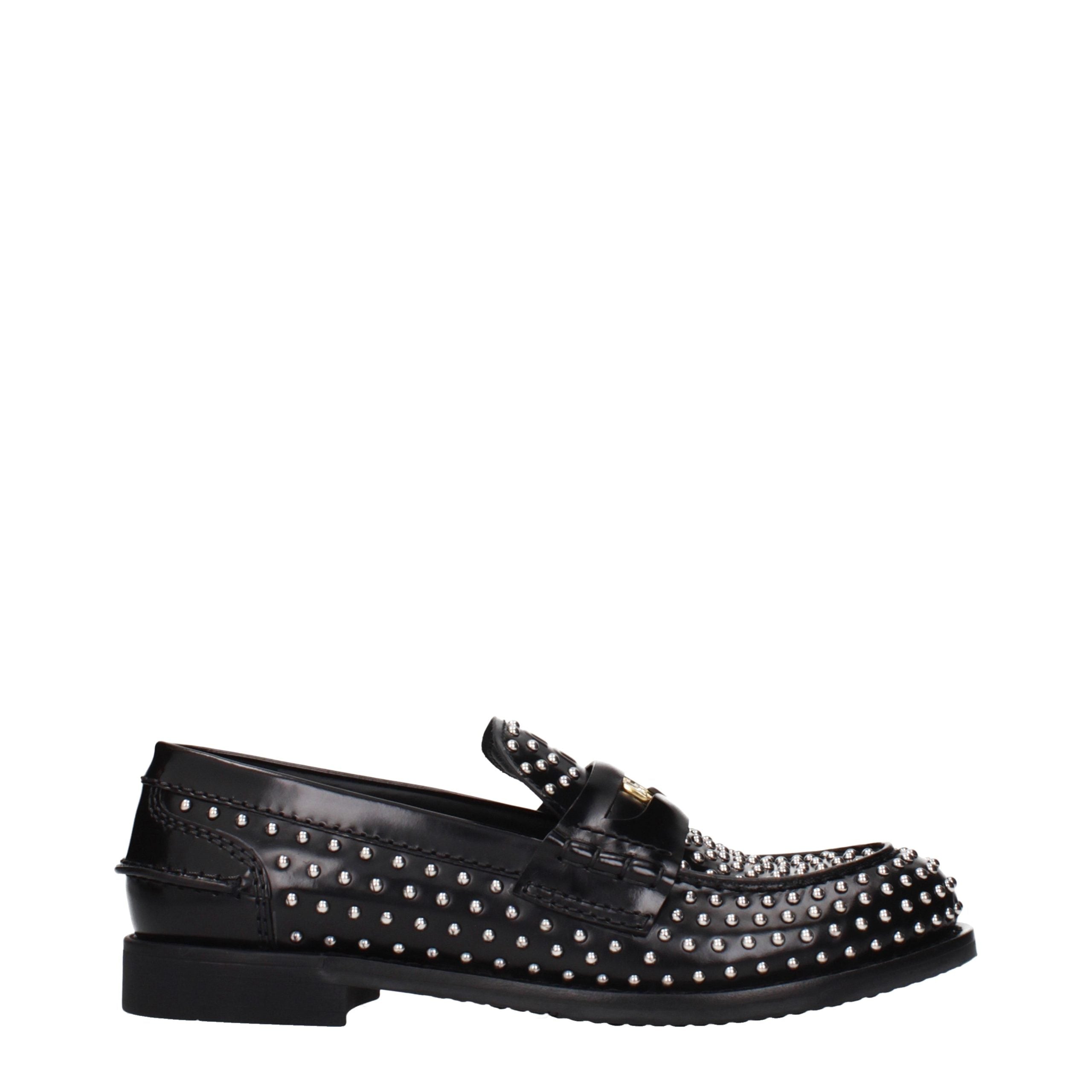 Miu Miu – Loafers en cuir noir à clous