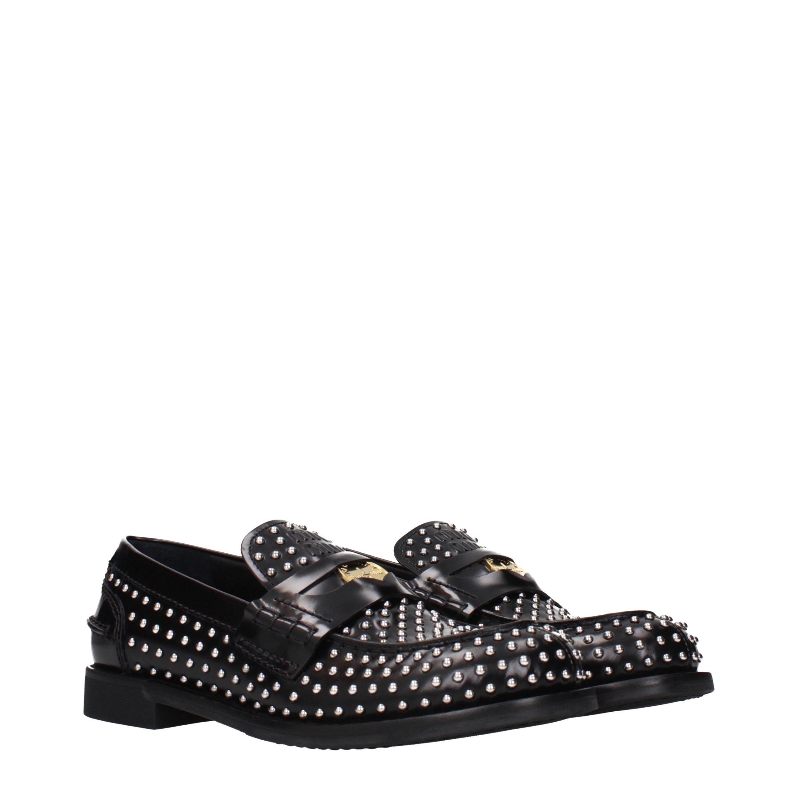 Miu Miu – Loafers en cuir noir à clous