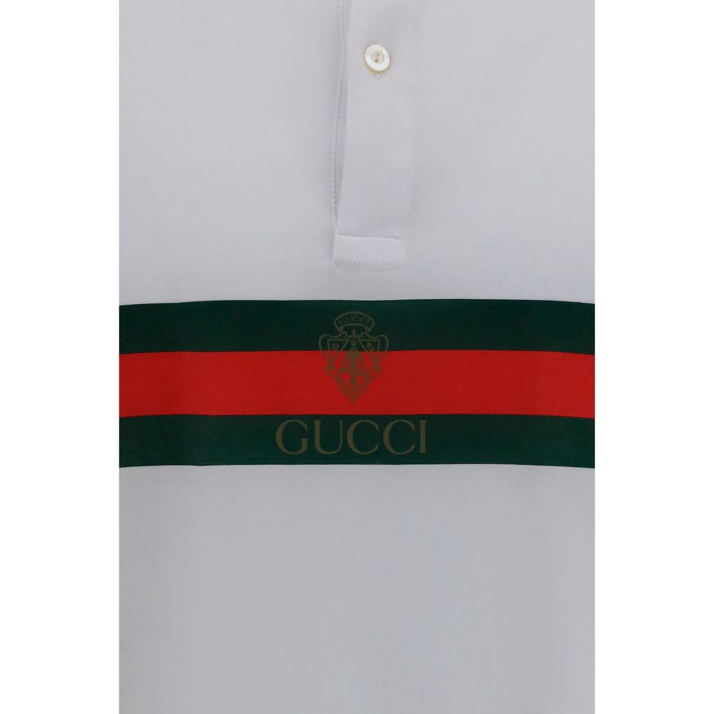 Gucci – Polo en jersey de coton avec Web et blason Gucci