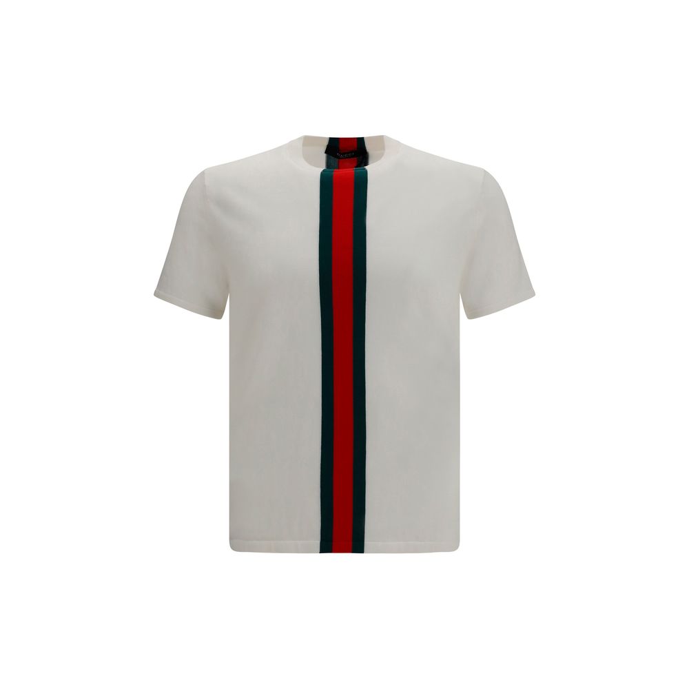 Gucci – T-shirt en maille de coton avec intarsia Web