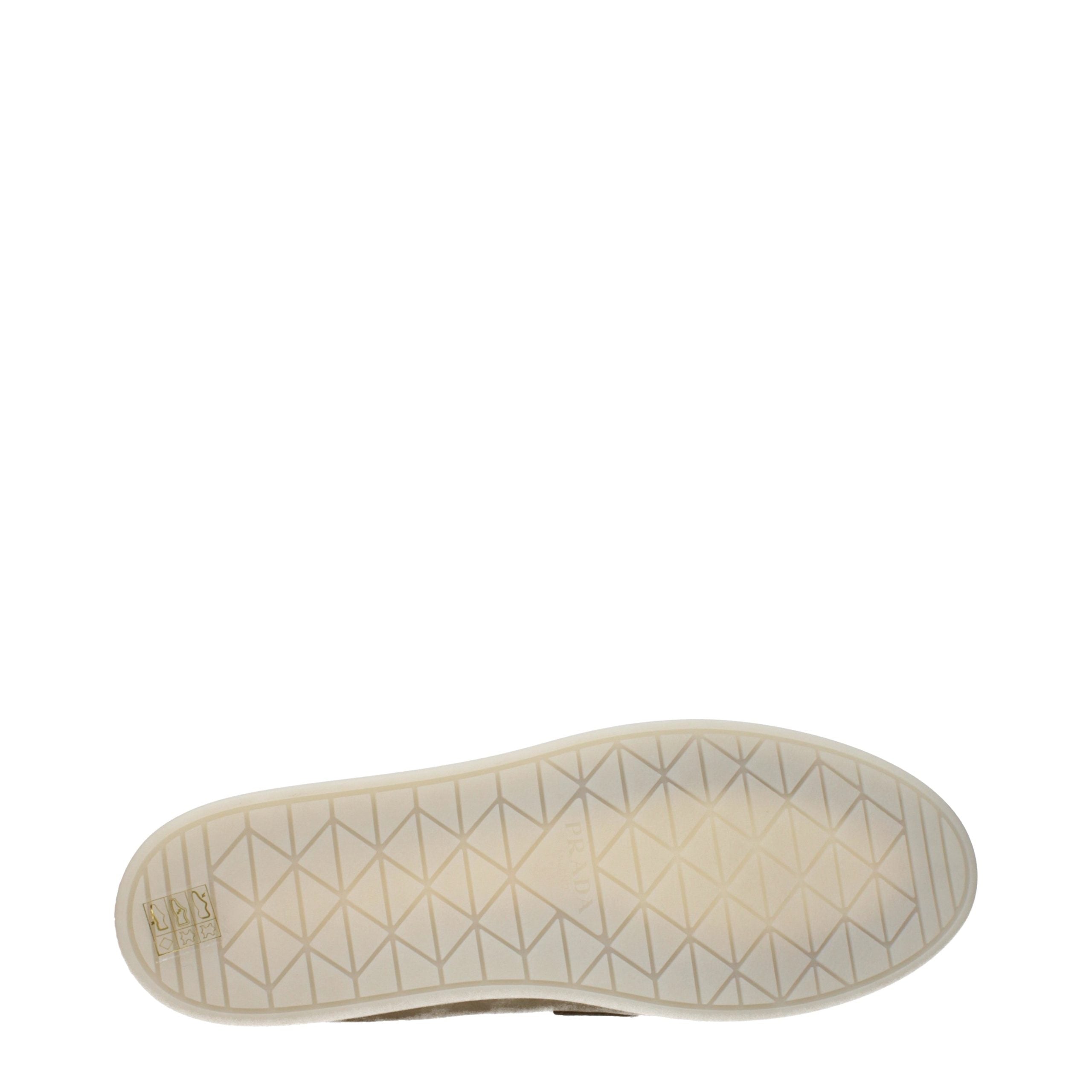 Prada – Loafers en suède beige doublés de fourrure