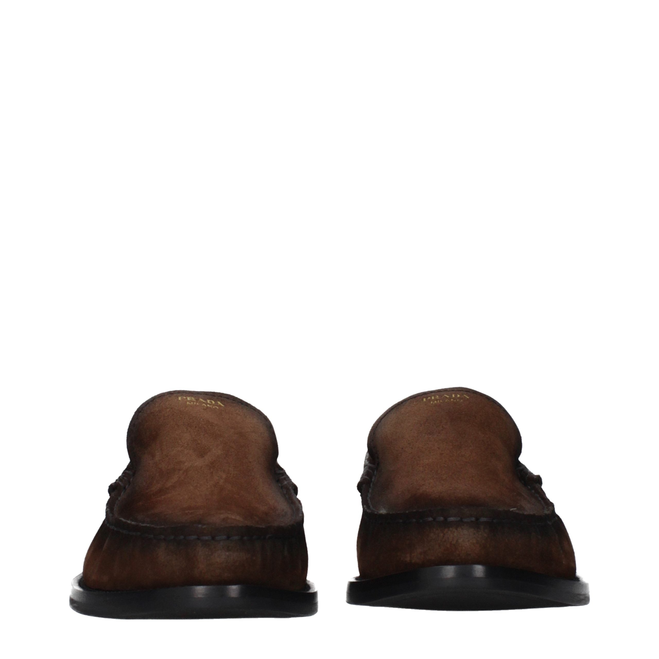 Prada – Loafers en suède marron effet vintage