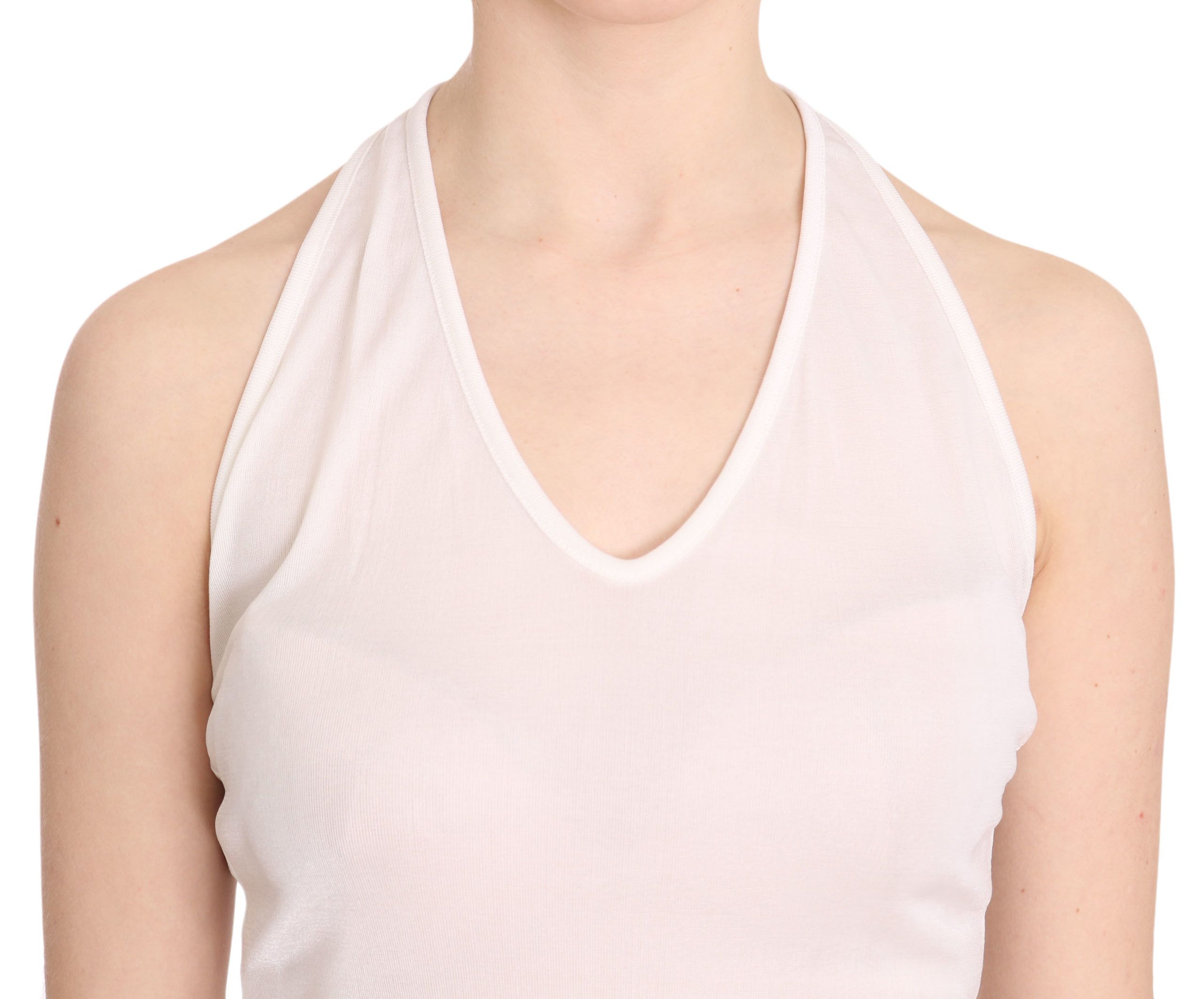 White Halter Cotton Sleeveless Casual Tank Top Blouse