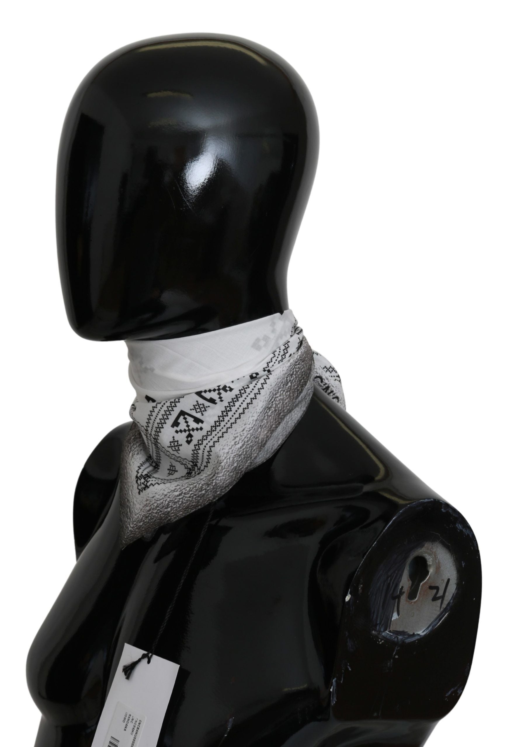 White Printed Bandana Cotton Scarf