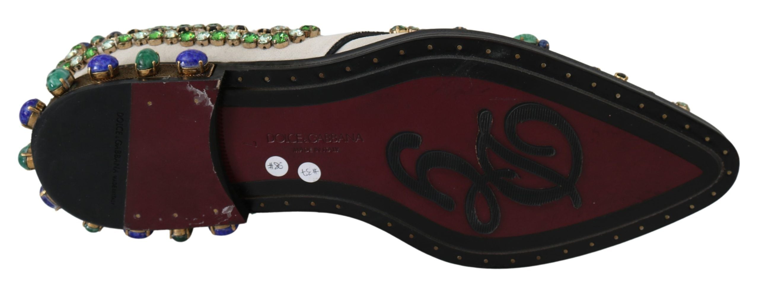 Chaussures Dolce & Gabbana en Daim Blanc à Cristaux