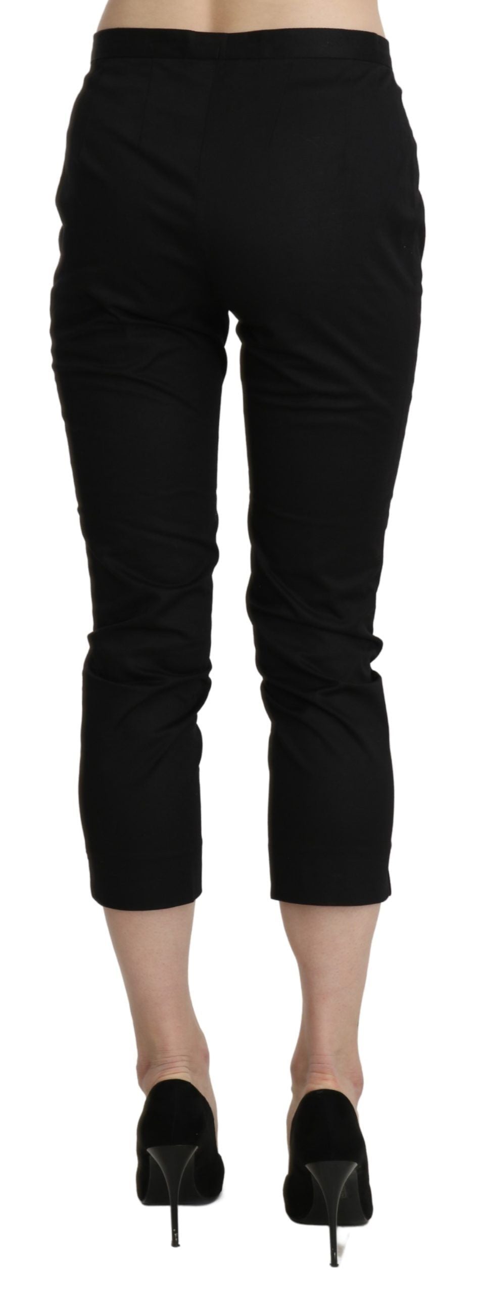 Black High Waist Skinny Cropped Dress Trouser Pants