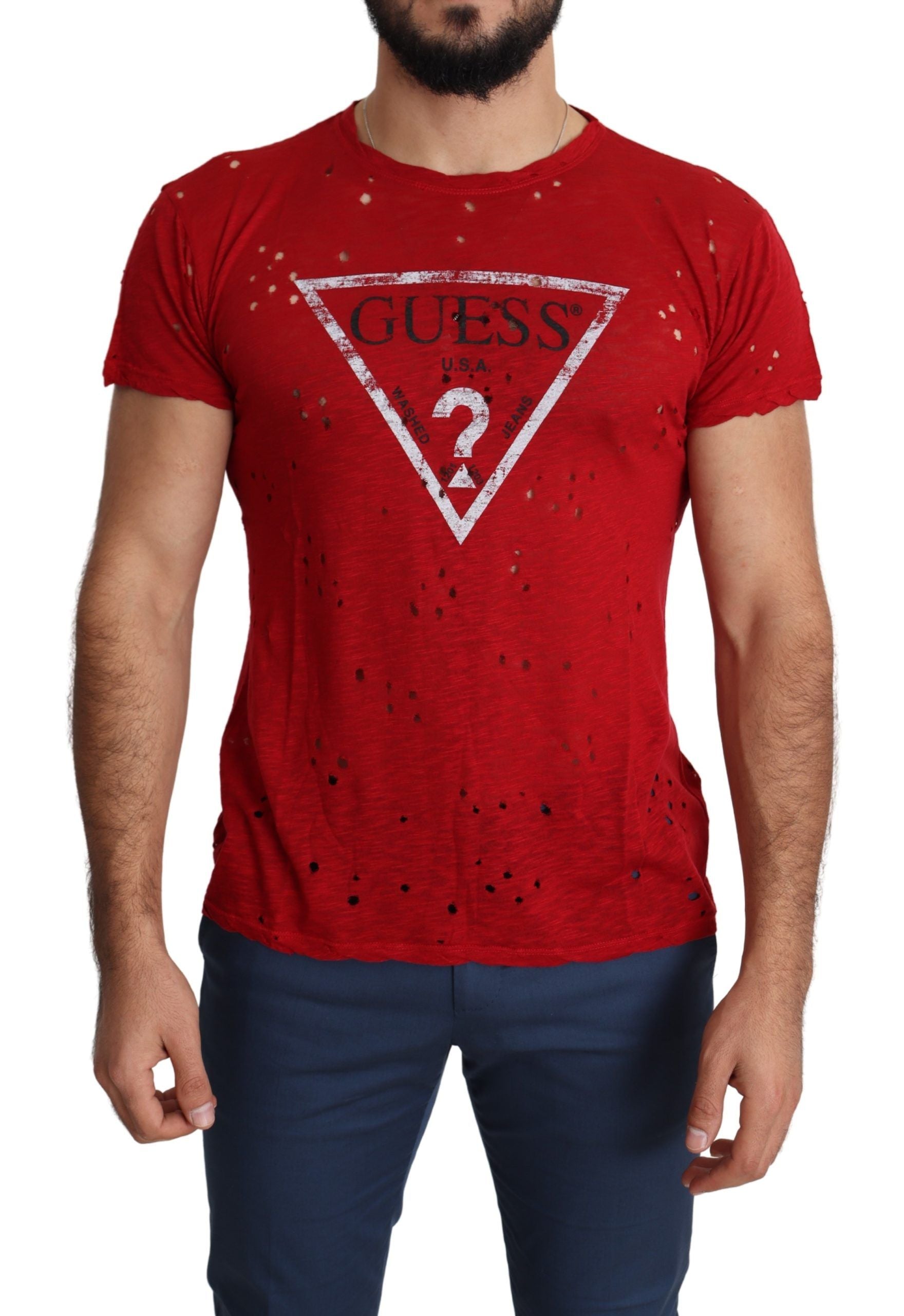 T-shirt Casual Homme Rouge en Coton