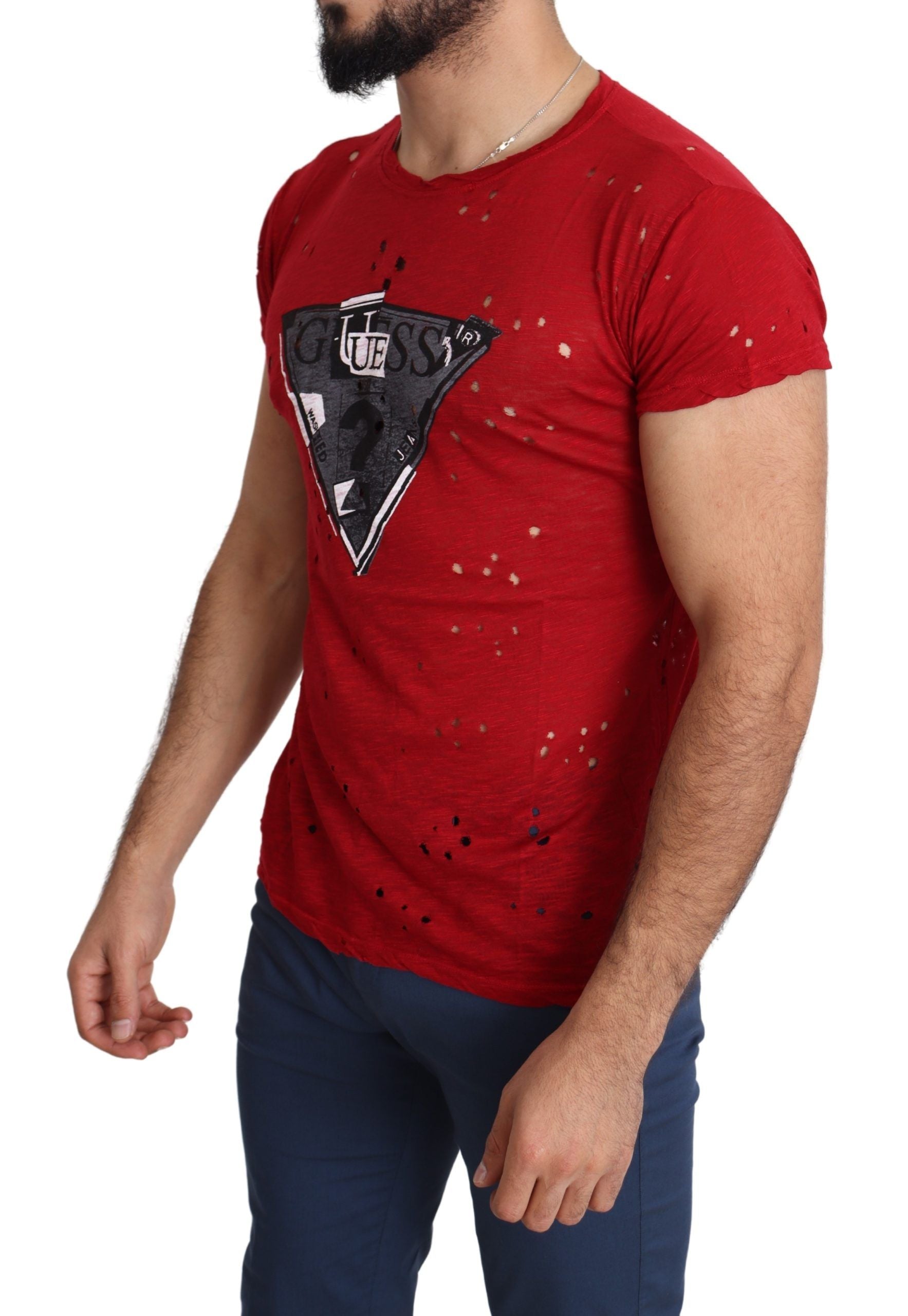 T-shirt Casual Homme Rouge en Coton