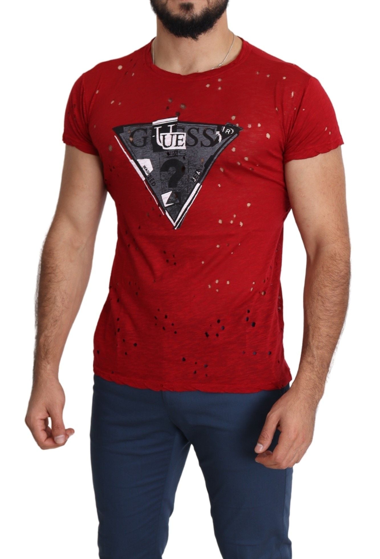 T-shirt Casual Homme Rouge en Coton