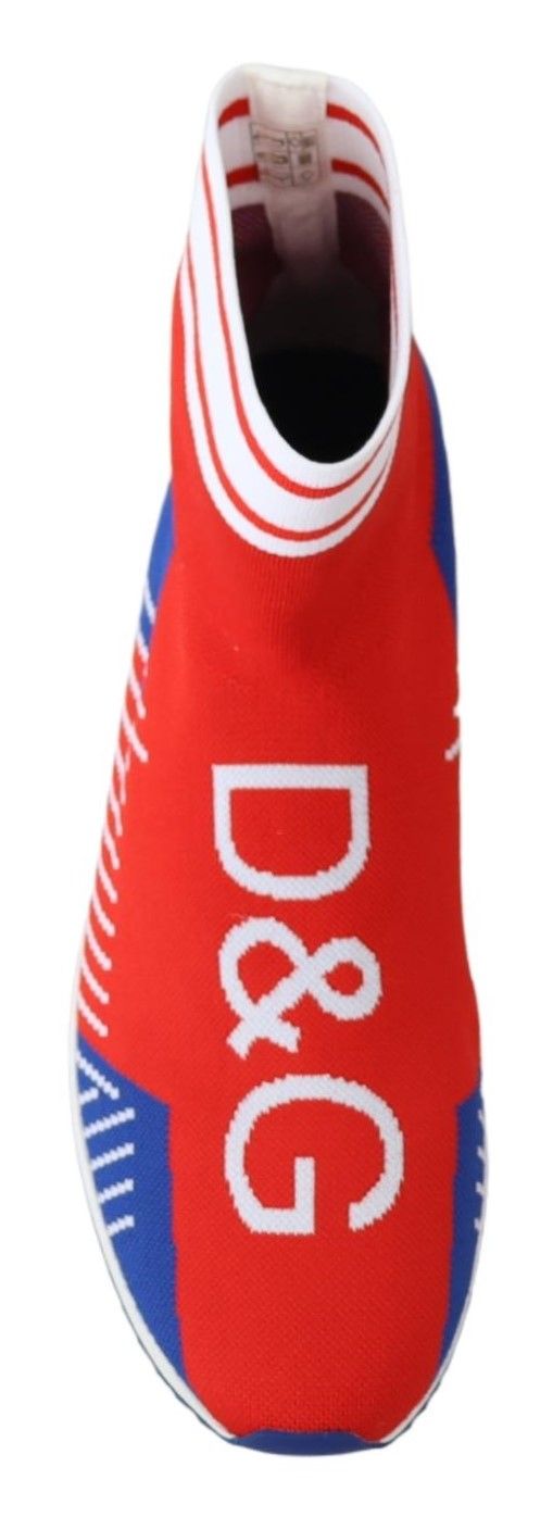 Blaue und rote Sorrento Logo Sneakers Socken Schuhe