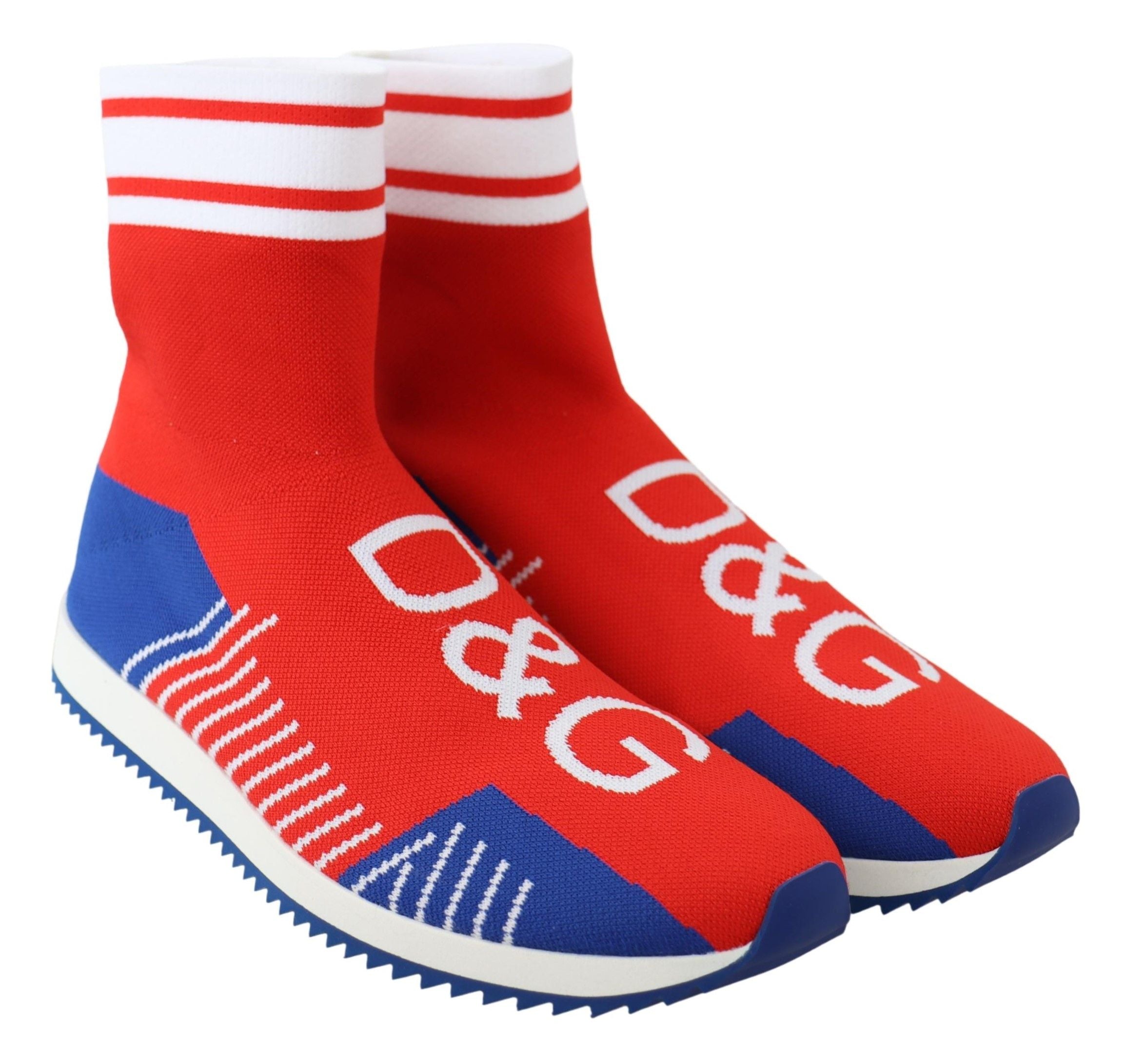 Blaue und rote Sorrento Logo Sneakers Socken Schuhe