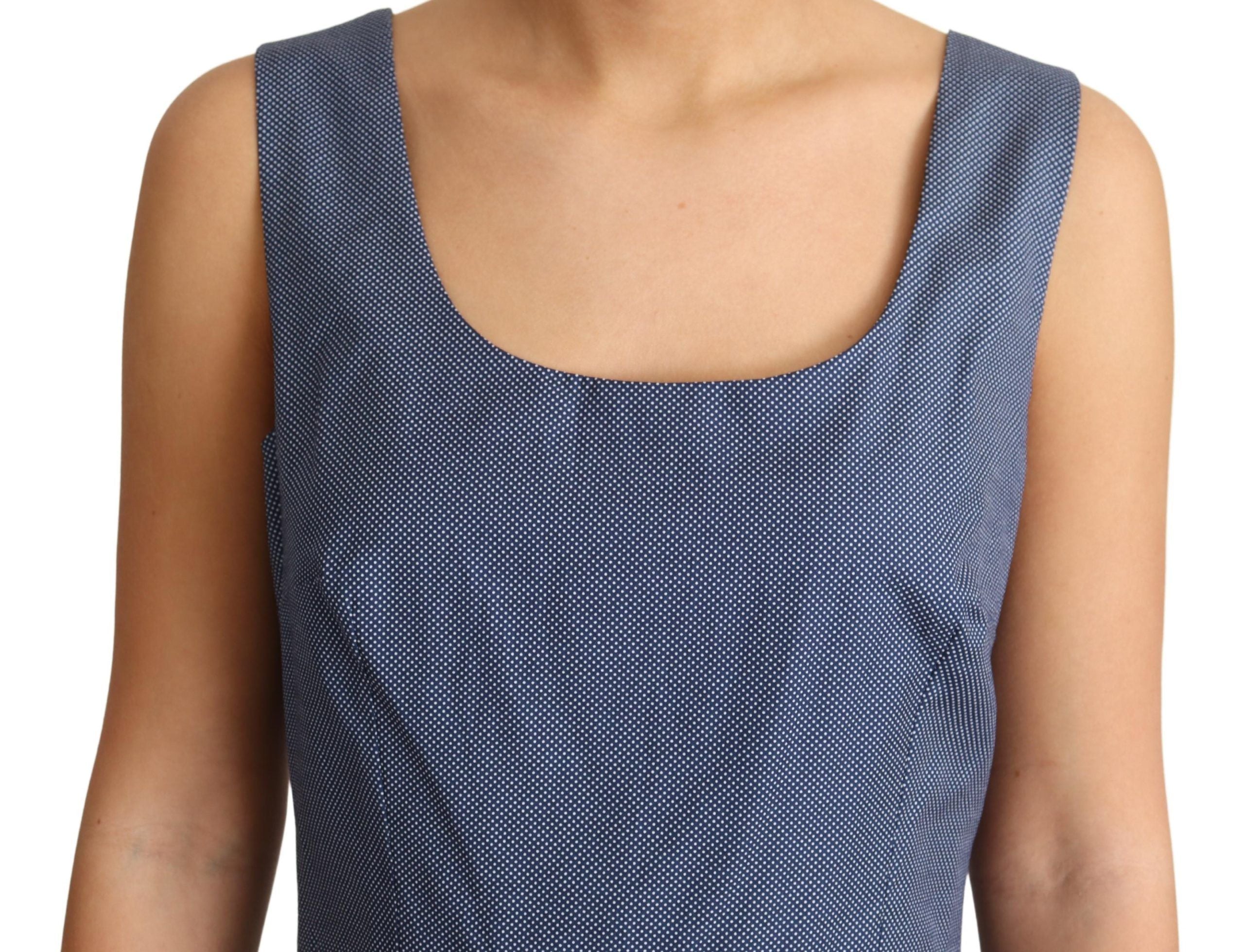 Blue Polka Cotton A-Line Stretch Dress