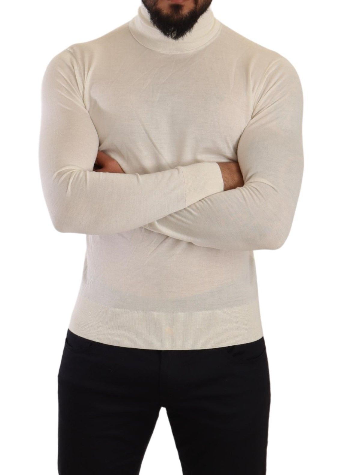 Cream Cashmere Turtleneck Pullover Sweater