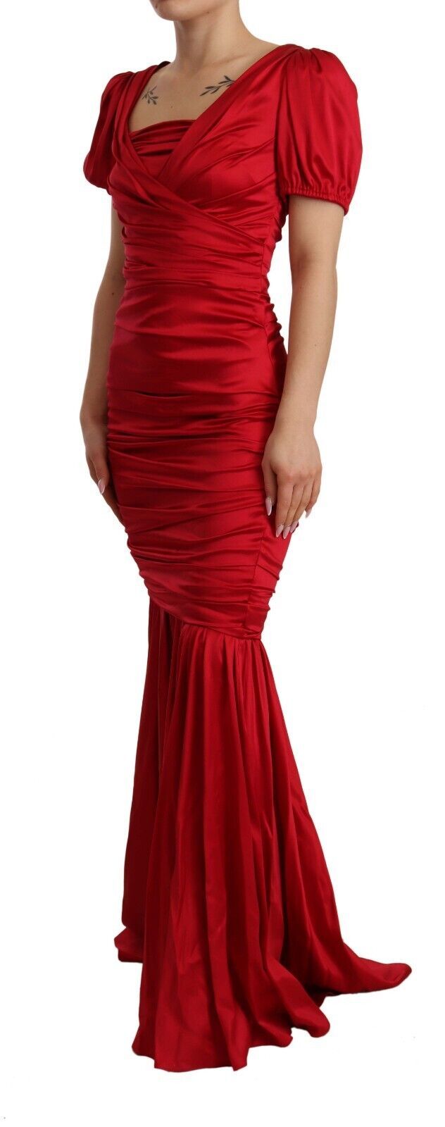 Red Silk Stretch Sheath Mermaid Gown Dress