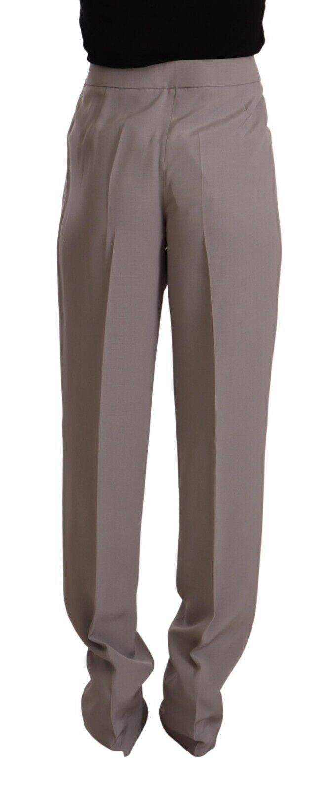 Pantalon Long Femme Marron en Soie