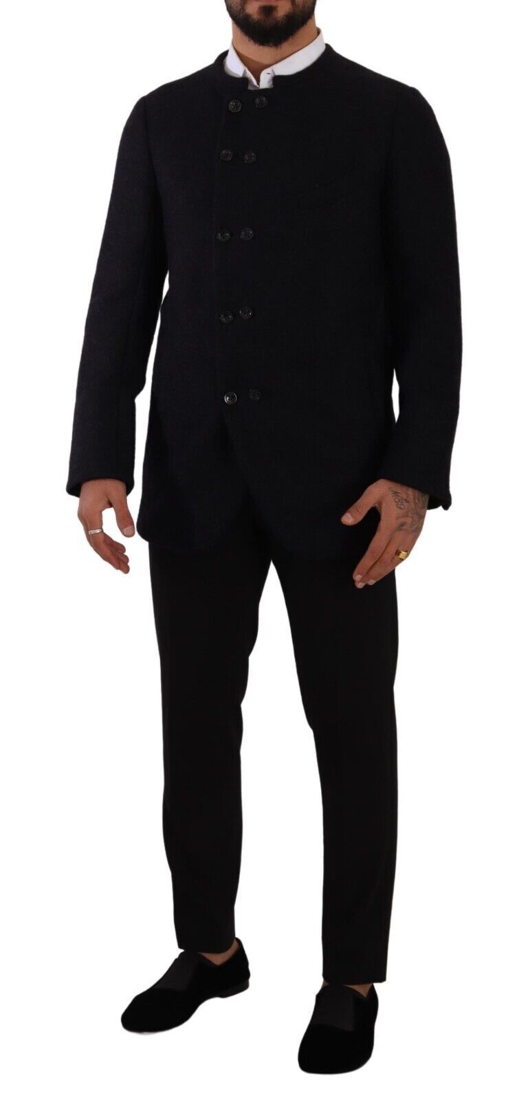 Graue Herrenjacke aus Alpaka mit Knopfleiste