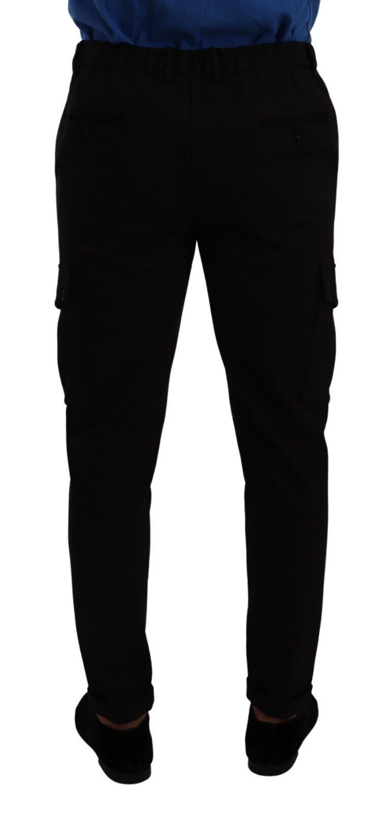 Black Viscose Skinny Cargo Trouser Pants