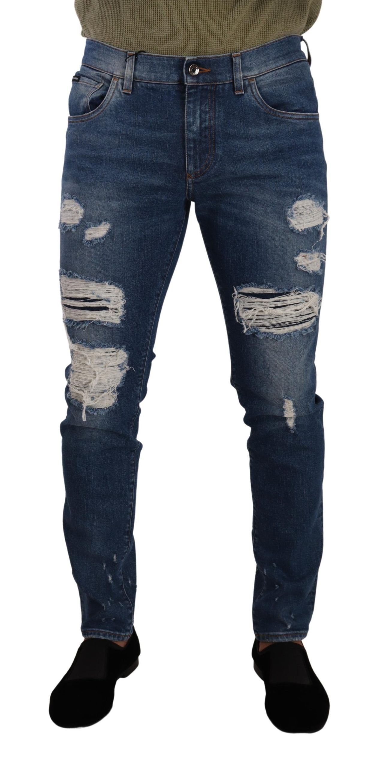 Blue Wash Cotton Stretch Slim Fit Denim Jeans