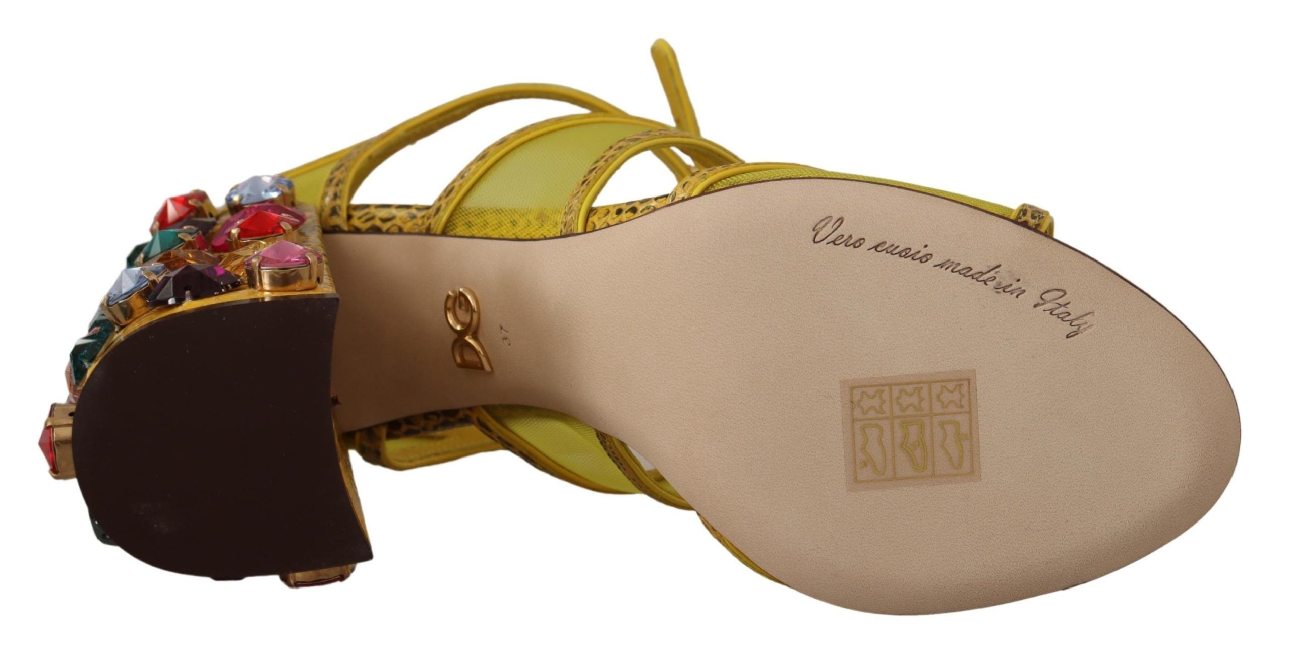 Sandales Dolce & Gabbana Jaunes en Cuir à Cristaux