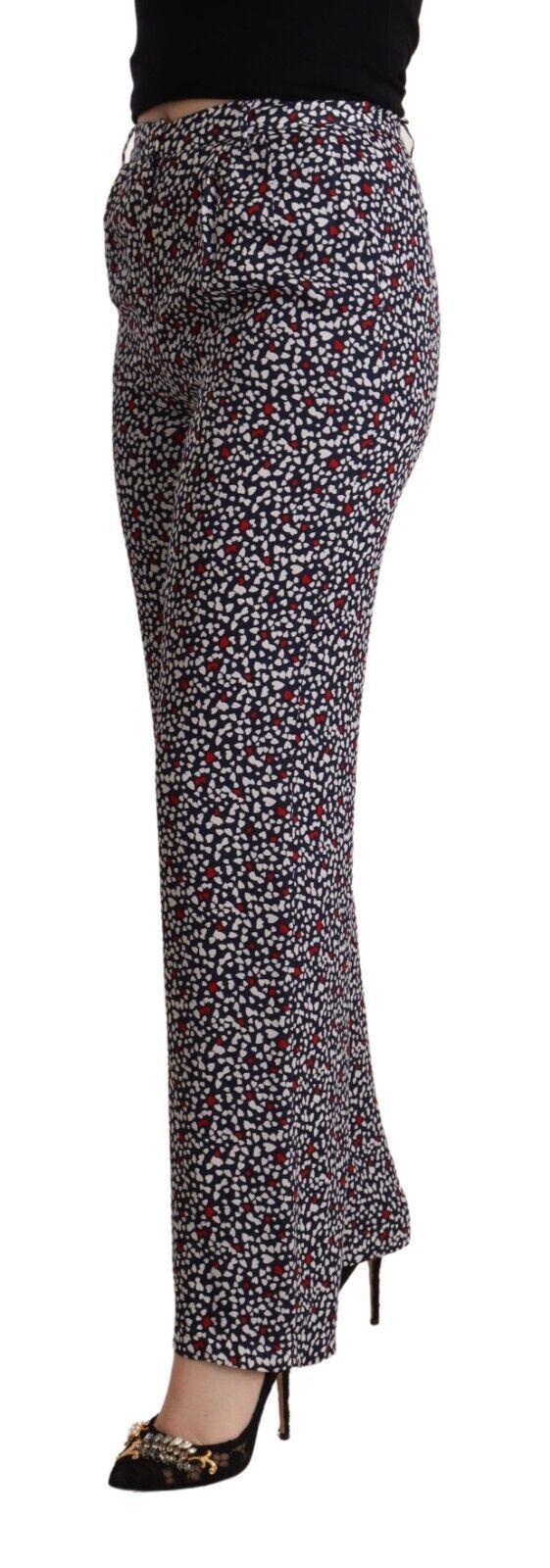 Pantalon Couture  Noir Imprimé Taille Haute