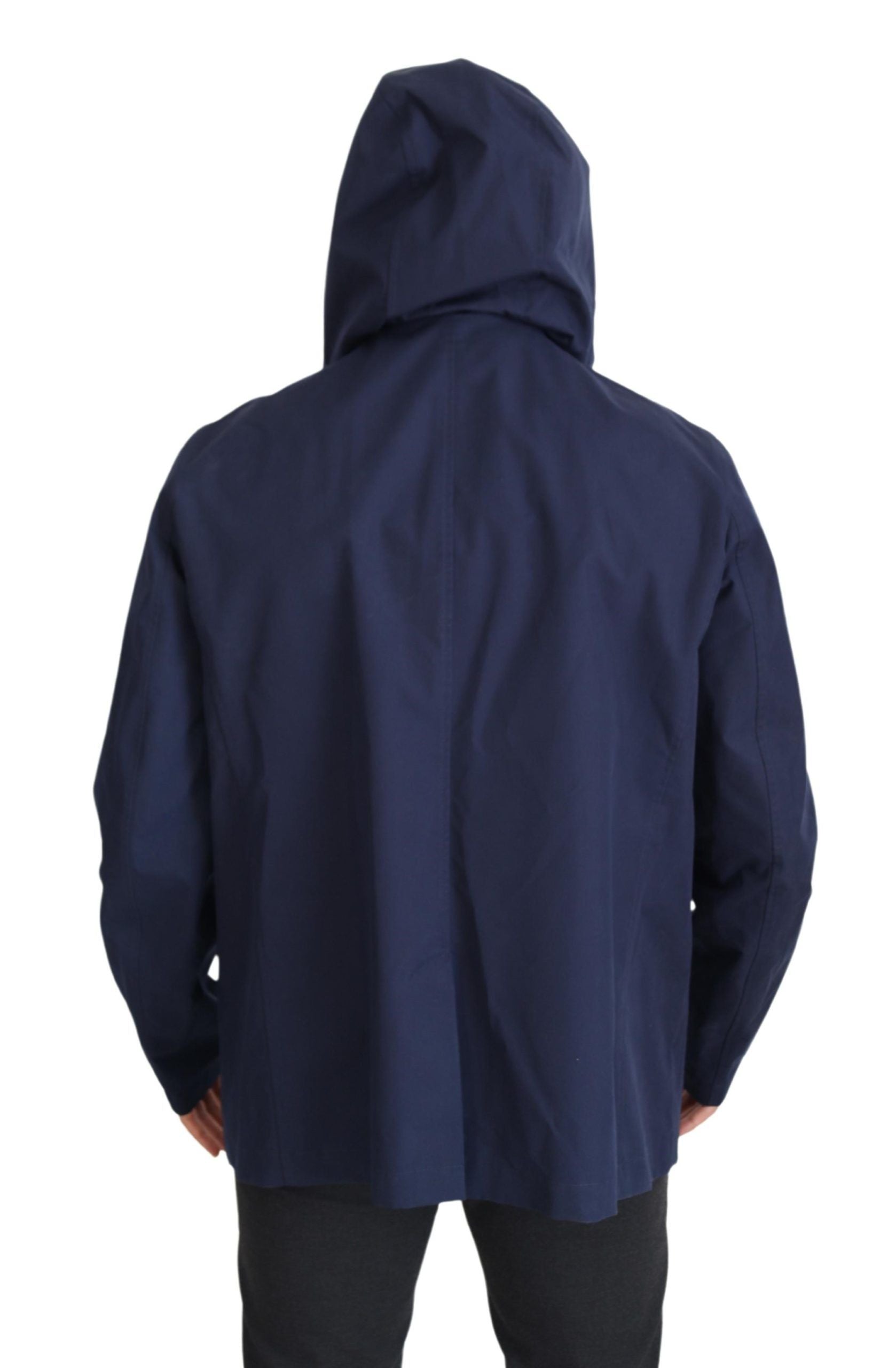 Blue Hooded Double Breasted Coat Jacket