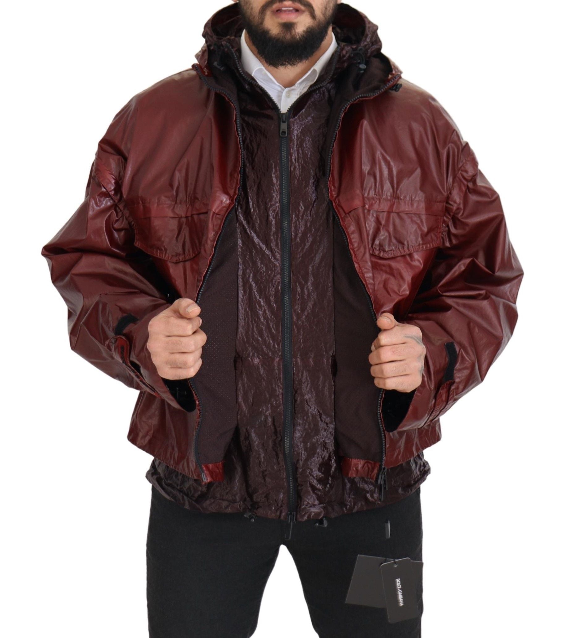 Bordeaux Cotton Hooded Full Zip Jacket