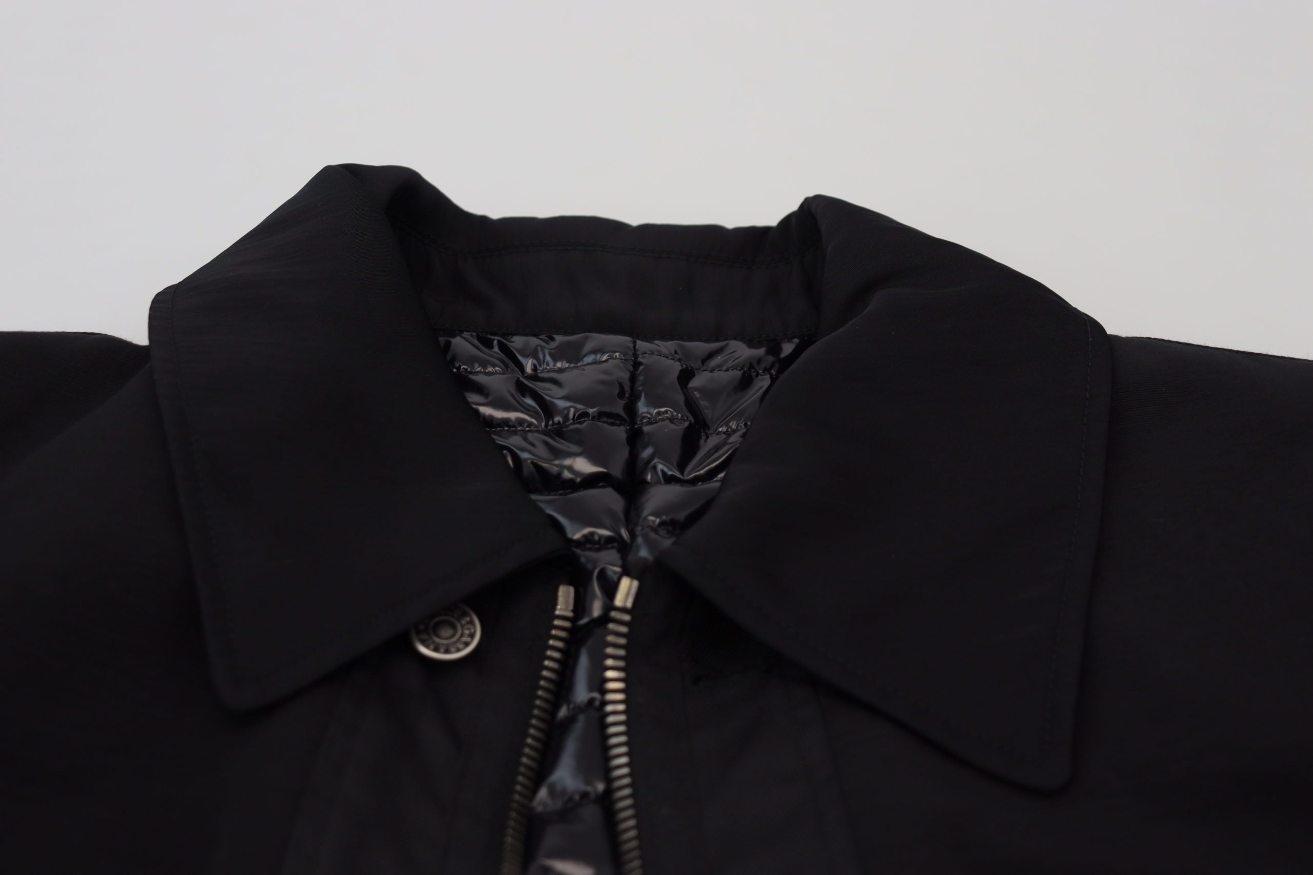 Black Wool Collared Full Zip Jacket