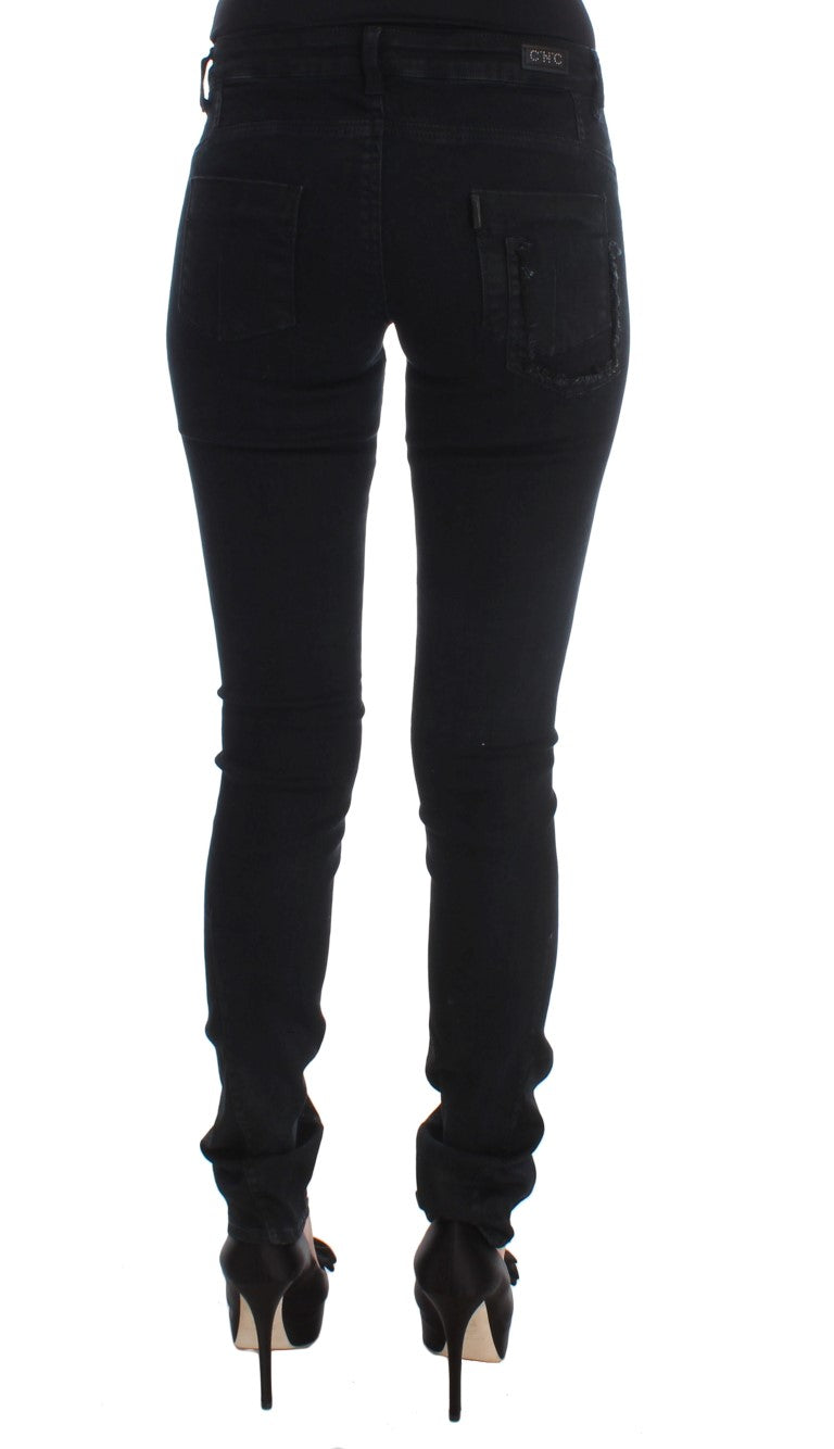 Schwarze Slim-Fit-Jeans aus Baumwolle