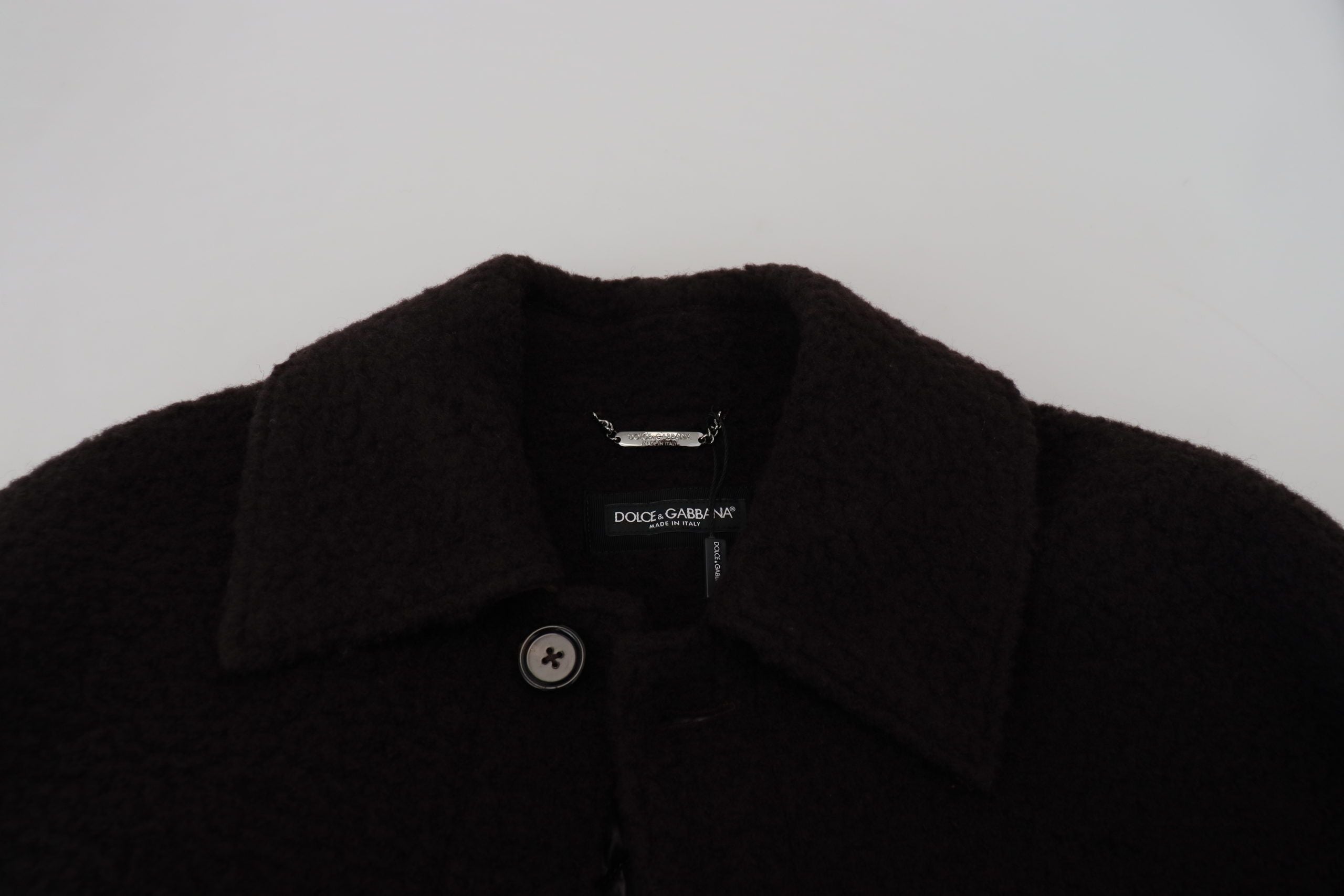 Black Alpaca Button Down Trench Coat Jacket