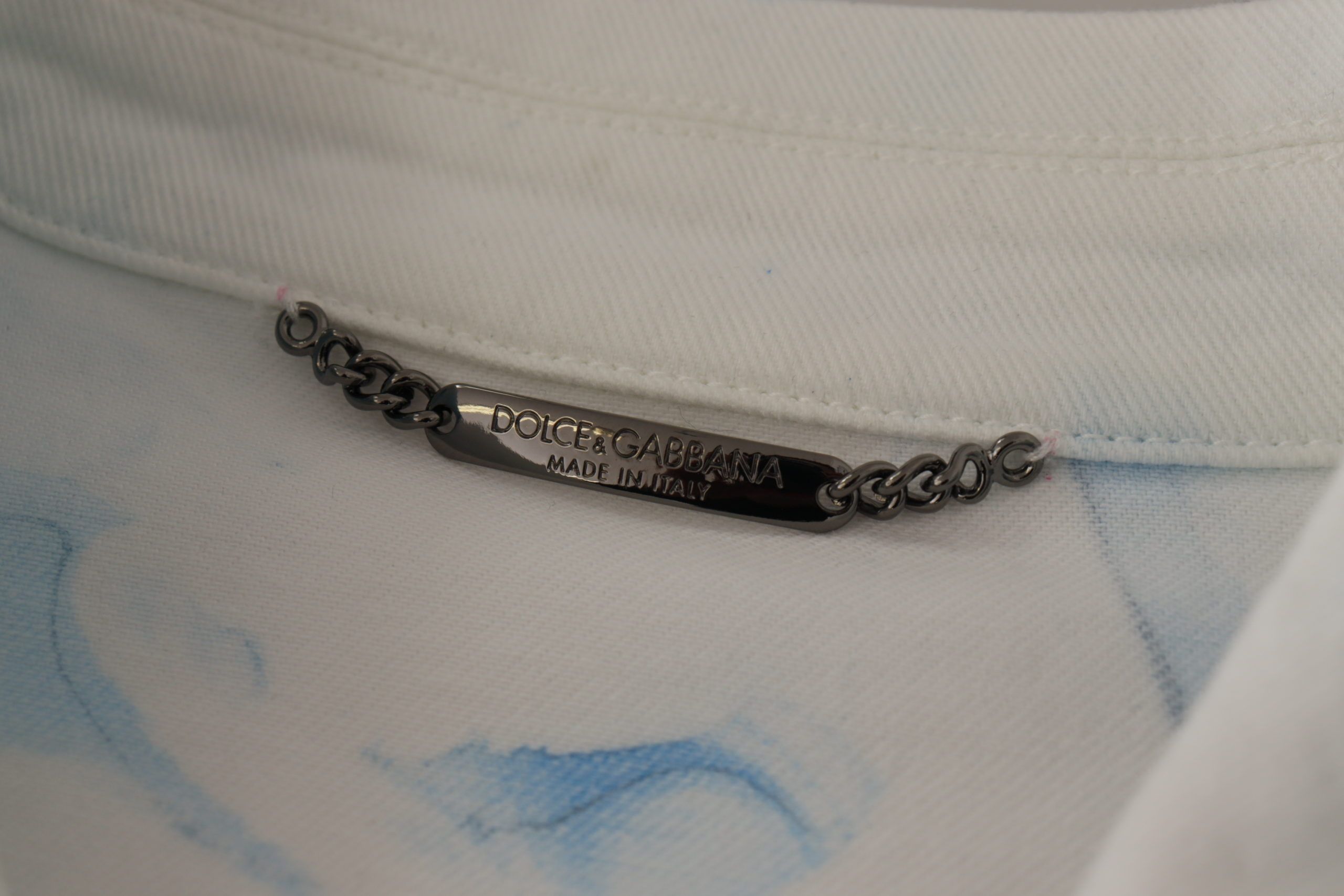 White Cotton Logo Embroidery Denim Jacket