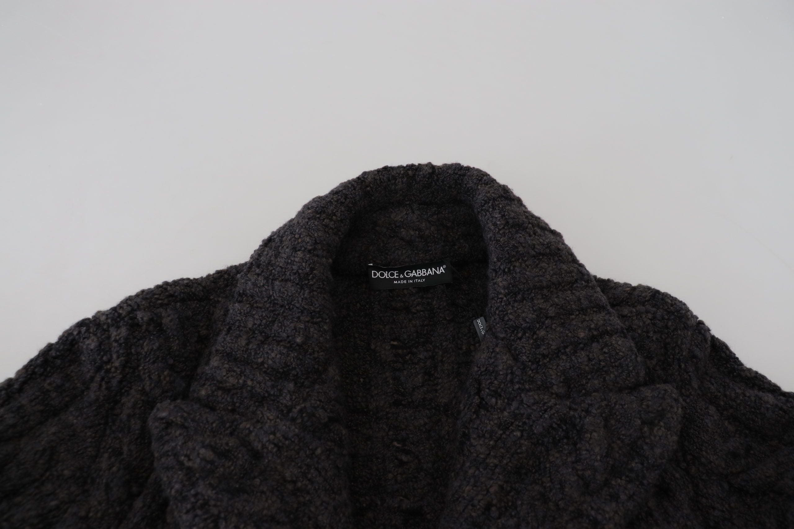 Black Wool Knit Double Breasted Coat Jacket