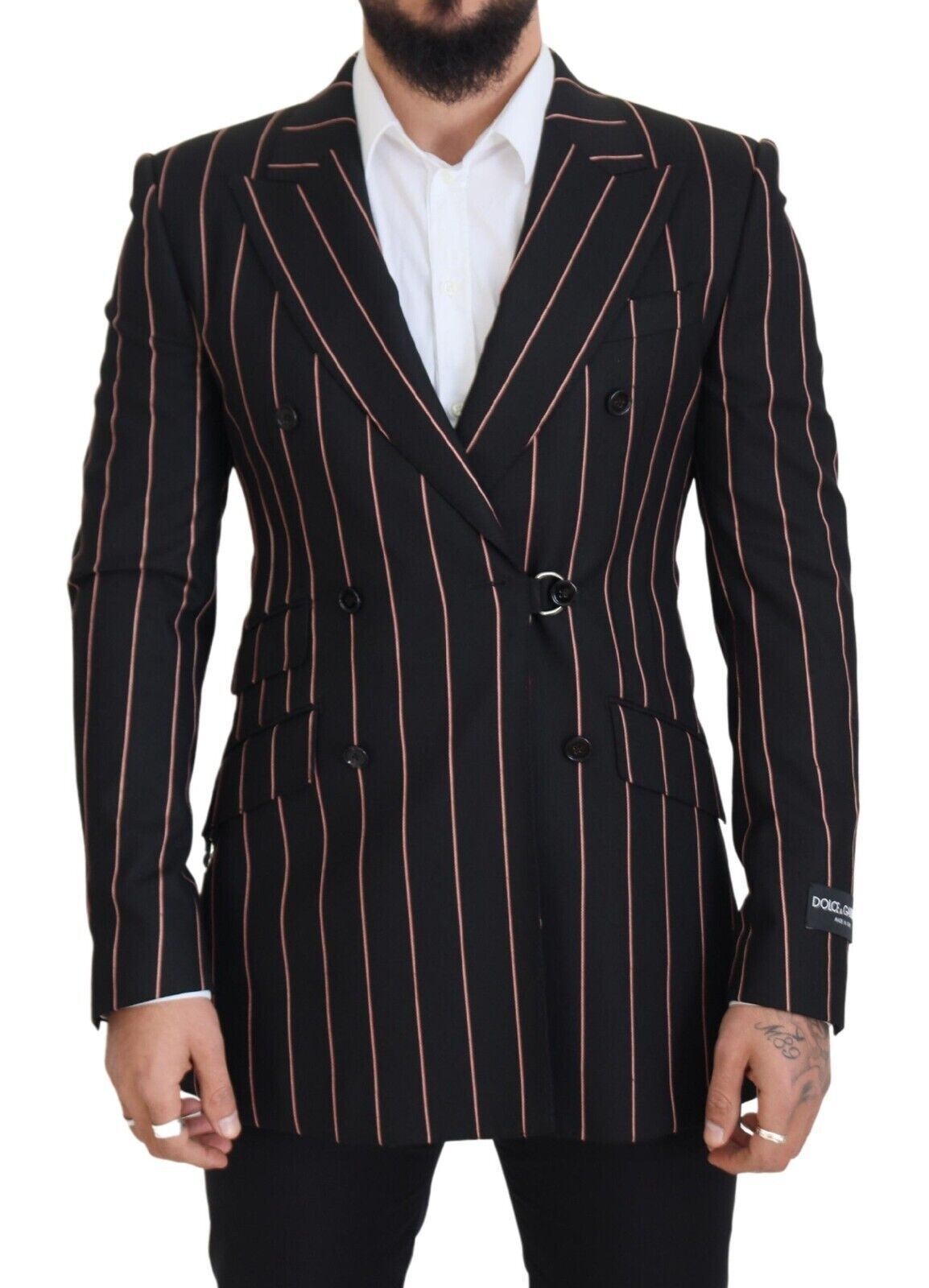 Blazer Formel Croisé Noir Rayé