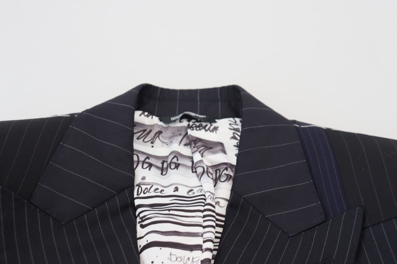 Blazer Croisé Bleu en Laine Patchwork