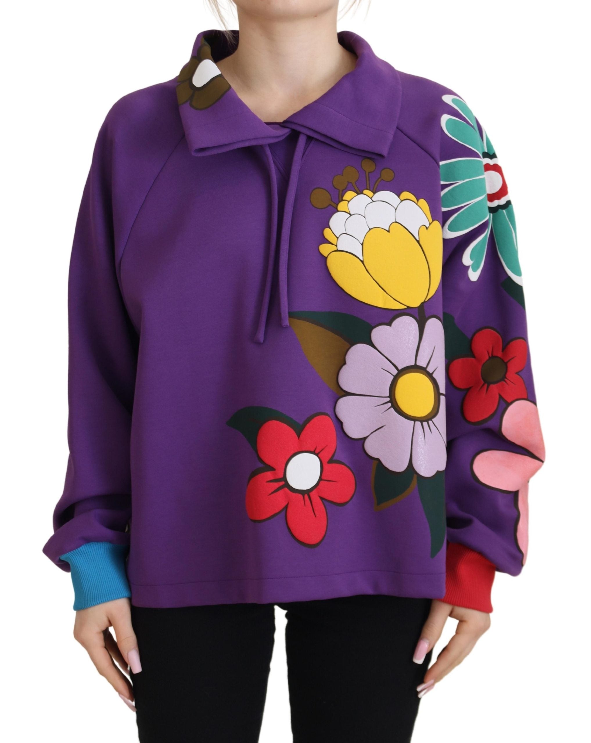 Sweatshirt couture Violet en Coton à Motif Floral