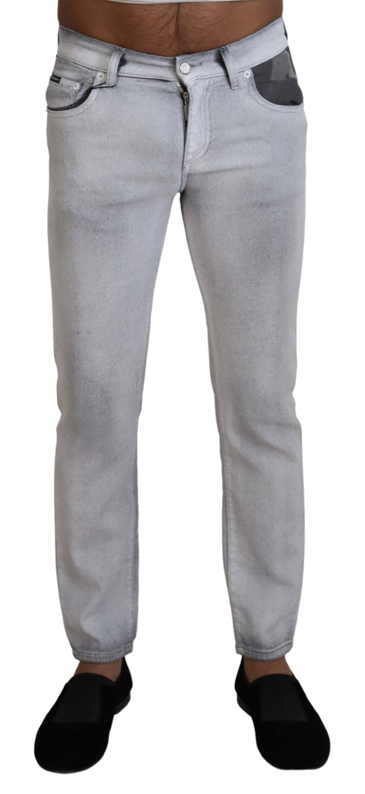 Gray Washed Skinny Men Denim Jeans